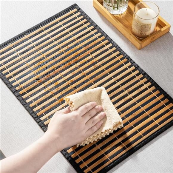 Placemats Set of 6, Bamboo Table Mats Set, 18'' × 12'' Woven Placemat, Washable - Picture 5 of 7